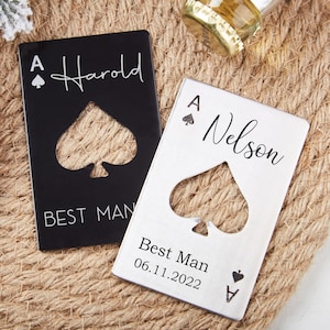 Gepersonaliseerde flesopener, pokercadeau, pokerflesopener, partijgunst, casino pokerkaart, groomsman voorstel cadeau, schoppenaas, beste man geschenken