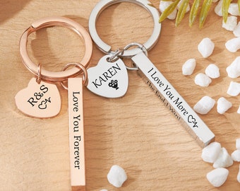 Personalized Keychain,4 Sided Bar,Custom Name Key Chain,Personalized Gift for Him,Engraved Keychain,Custom Men Gift,Drive Safe Keychain