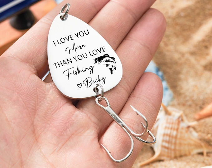 Personalized Fishing Gift,Boyfriend&Husband Gift Him,Fishing Keychain,Fisherman Keychain,Fish Hook,Anniversary Gift,Funny Couple Initial