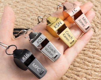 Personalized Whistle Necklace Engraved Stainless Steel Whistle Custom Coach Whistle Outdoor Whistle Personalized Teacher Present Coach Gifts
