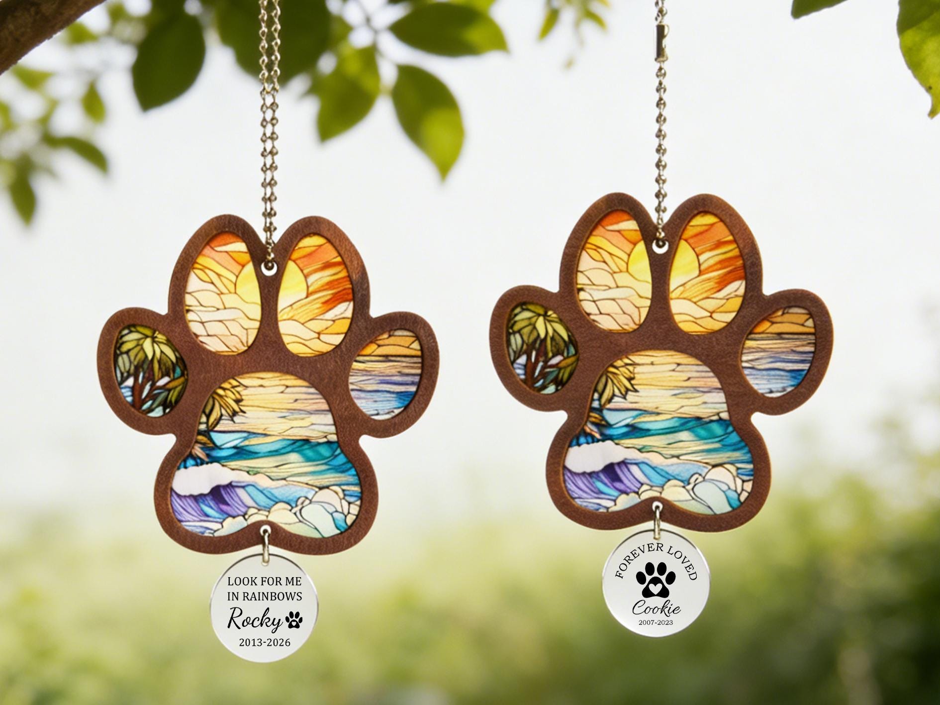 Dog Rainbow Bridge Crystal Suncatcher Pet Paw Memorial Ornament ...