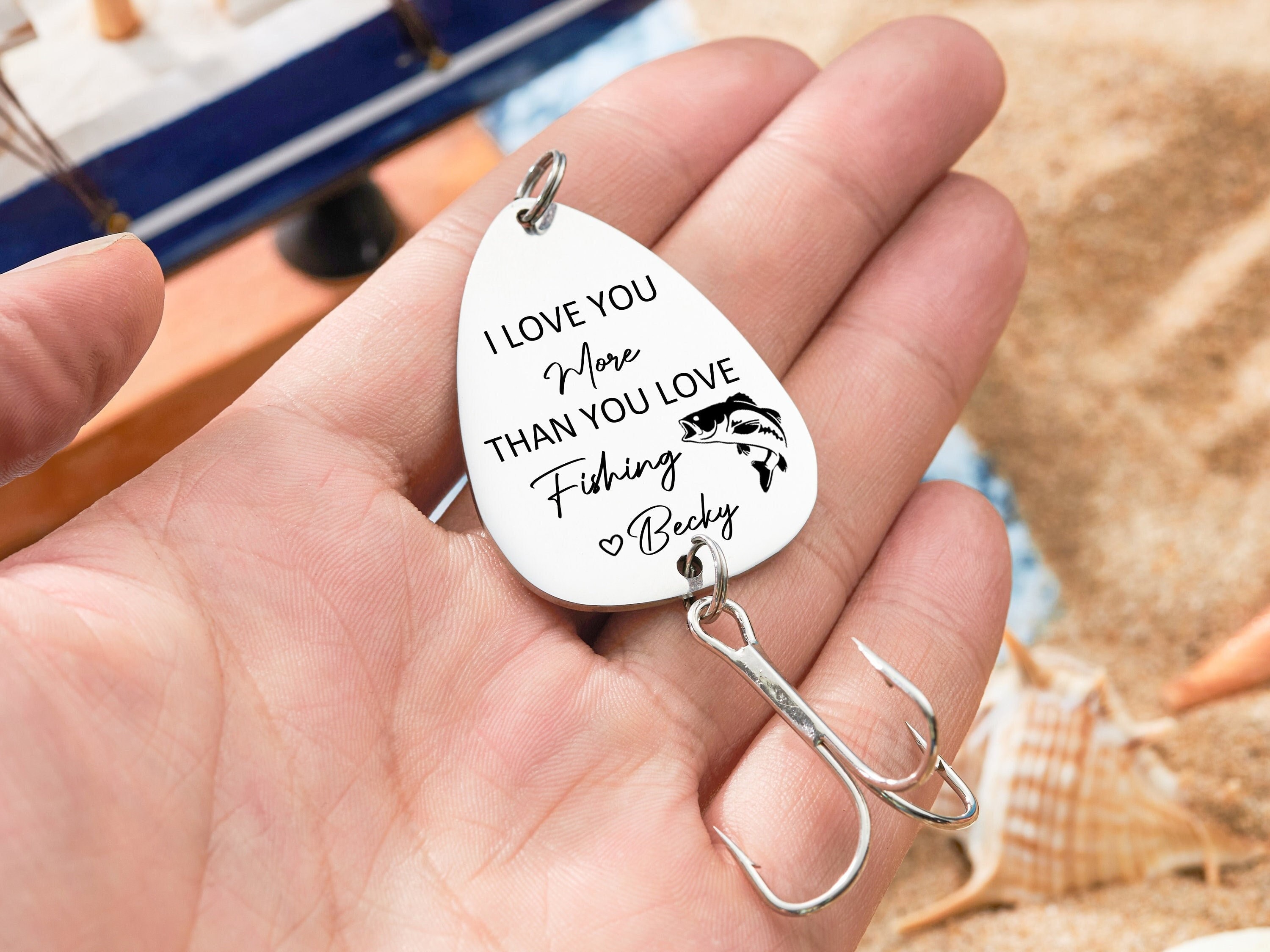 Portachiavi Per Pescatore Con Incisione "I Love You More Than You Love Fishing" - Regalo San Valentino Per Marito E Papà
