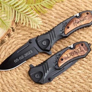 Personalized Knives Handmade Pocket Knife Wood Handle Christmas Gift Folding Knife Gift Wedding Gift for Men Hunting Pocket Knife For Dad image 3