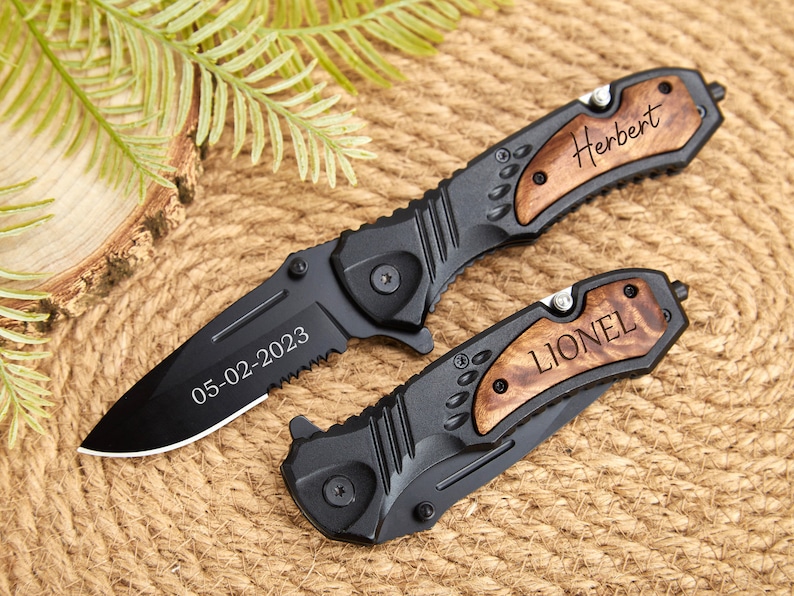 Personalized Knives Handmade Pocket Knife Wood Handle Christmas Gift Folding Knife Gift Wedding Gift for Men Hunting Pocket Knife For Dad image 3