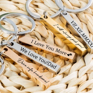 Personalized Keychain,4 Sided Bar Keycahin,Custom Name key ring,Personalized Gift for Him,Engraved Keychain,Custom Key Chain,Groomsman Gifts image 4