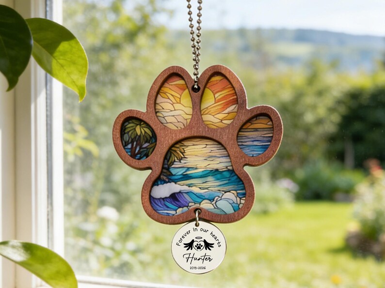 Dog Rainbow Bridge Crystal Suncatcher Pet Paw Memorial Ornament ...