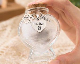 Custom Pet Fur Memorial Jar,Personalized Fur Keepsake,Dog Memorial Jar,Loss of Pet Gift,Pet Urn Gifts,Dog Urn Memorial Gift,Dog Name Fur Jar