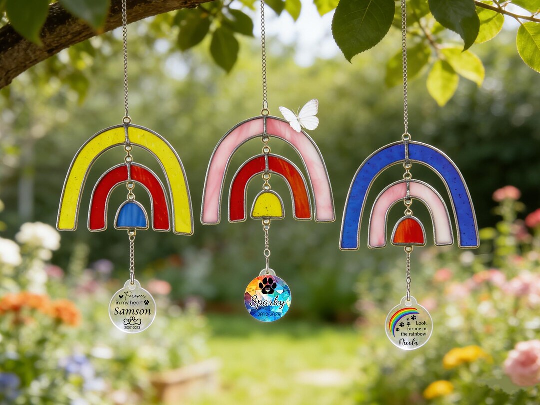 Personalized Rainbow Bridge Stained Glass Sun Catcher,custom Pet Loss ...