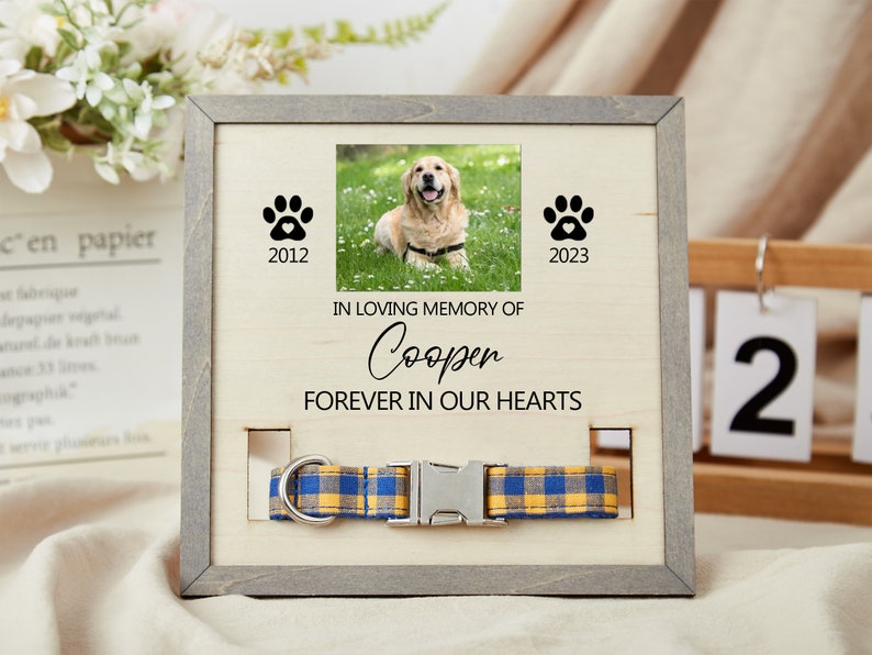 Pet loss Memorial Pet Collar Sign,Dog Collar Memorial,Grave Ornaments,Pet Collar Holder,Memorial Standing Frame,Sympathy Bereavement Gifts image 1