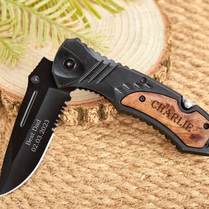 Personalized Knives Handmade Pocket Knife Wood Handle Christmas Gift Folding Knife Gift Wedding Gift for Men Hunting Pocket Knife For Dad image 2