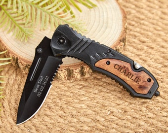 Personlig fickkniv för män, fars dag-present, frieriknivar, graverad herrkniv, frieri, personlig kniv med namn