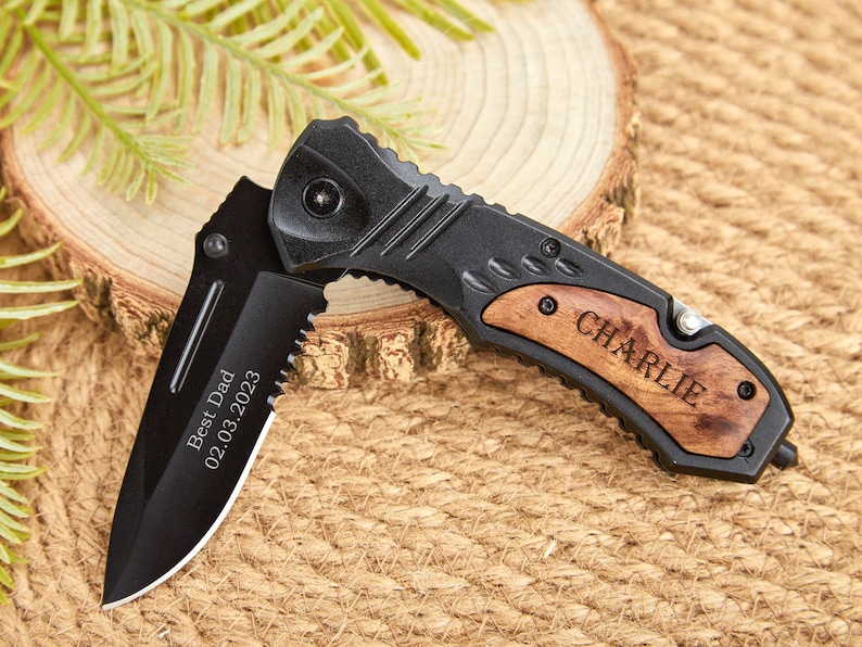 Personalized Knives Handmade Pocket Knife Wood Handle Christmas Gift Folding Knife Gift Wedding Gift for Men Hunting Pocket Knife For Dad image 2