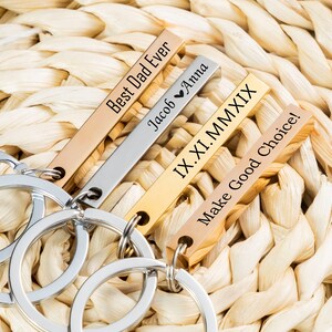 Personalized Keychain,4 Sided Bar Keycahin,Custom Name key ring,Personalized Gift for Him,Engraved Keychain,Custom Key Chain,Groomsman Gifts image 2