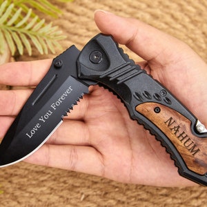Personalisierte Messer Handgefertigte Taschenmesser Holzgriff Trauzeugen Geschenk Klappmesser Geschenk Hochzeitsgeschenk für Männer Jagd Taschenmesser für Papa