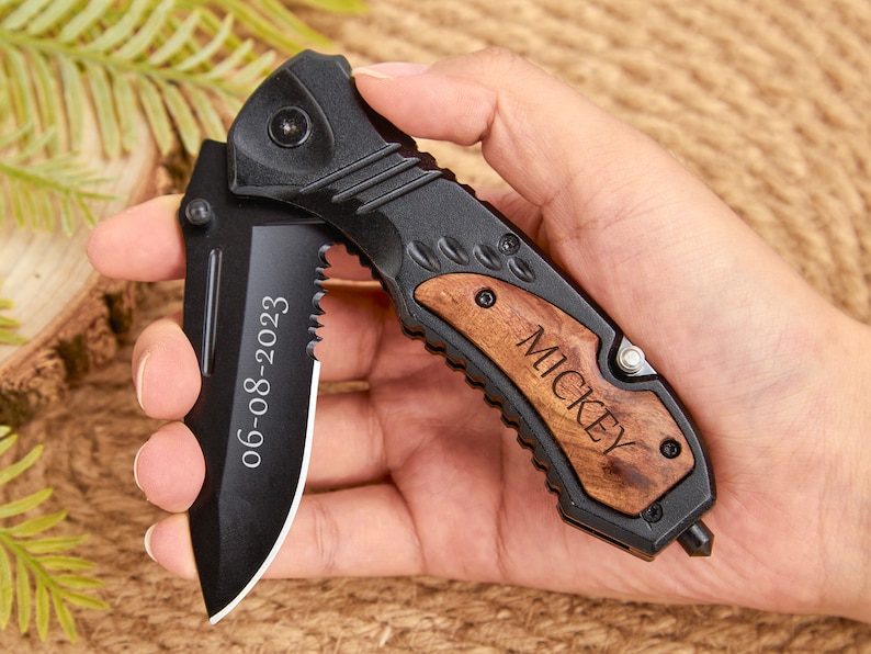 Personalized Knives Handmade Pocket Knife Wood Handle Christmas Gift Folding Knife Gift Wedding Gift for Men Hunting Pocket Knife For Dad image 5