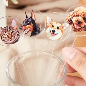 Personalisierter Haustier-Rührstab, Hunde-Rührstab für Hochzeit, Hunde-Getränke-Rührer, Hunde-Foto-Getränk, kundenspezifische Acryl-Cocktailrührer, Hochzeits-Swizzle
