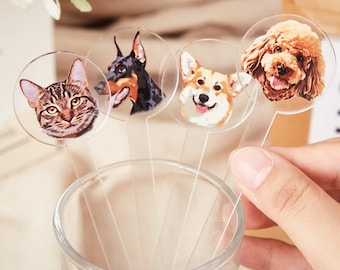 Personalized Pet Drink Stir Stick Custom Acrylic printing Dog Cat Drink Stir Stick Pet Stir Stick 50 pcs Dog Stir Stick Wedding Swizzle Gift