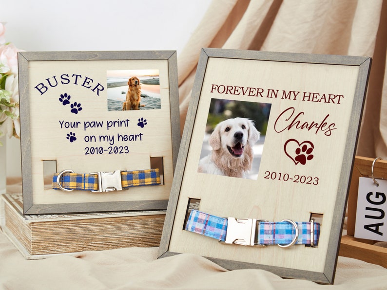 Pet loss Memorial Pet Collar Sign,Dog Collar Memorial,Grave Ornaments,Pet Collar Holder,Memorial Standing Frame,Sympathy Bereavement Gifts image 5