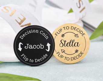 Decision Coin,Custom Engraved Brass Coin,Couples Flip Coin,Couple Decision Coin Gifts for Her/Him,Birthday Gifts,Father Gifts,Couples Gifts