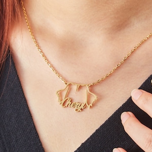 Personalised Dog Ears Name Necklace,Custom Dog Name Necklace,Pet Jewellery,Pet Memorial Gift,Christmas Gift for Her,Gift for Dog Lovers