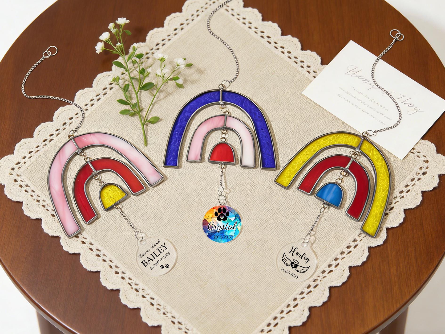 Personalized Rainbow Bridge Stained Glass Sun Catcher,custom Pet Loss ...