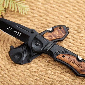 Personalized Knives Handmade Pocket Knife Wood Handle Christmas Gift Folding Knife Gift Wedding Gift for Men Hunting Pocket Knife For Dad image 4