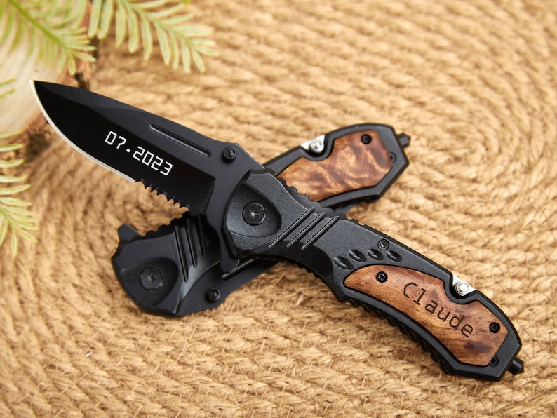Personalized Knives Handmade Pocket Knife Wood Handle Christmas Gift Folding Knife Gift Wedding Gift for Men Hunting Pocket Knife For Dad image 4