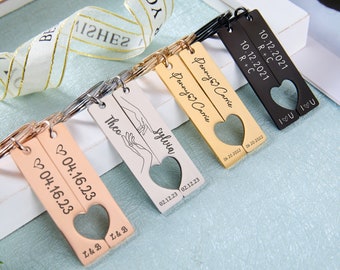 Benutzerdefinierte Paar Schlüsselbänder Personalisierte Schlüsselbund Geschenk für Freund Freundin Passende Schlüsselanhänger Paar Geschenke für Paar Valentinstag Geschenke