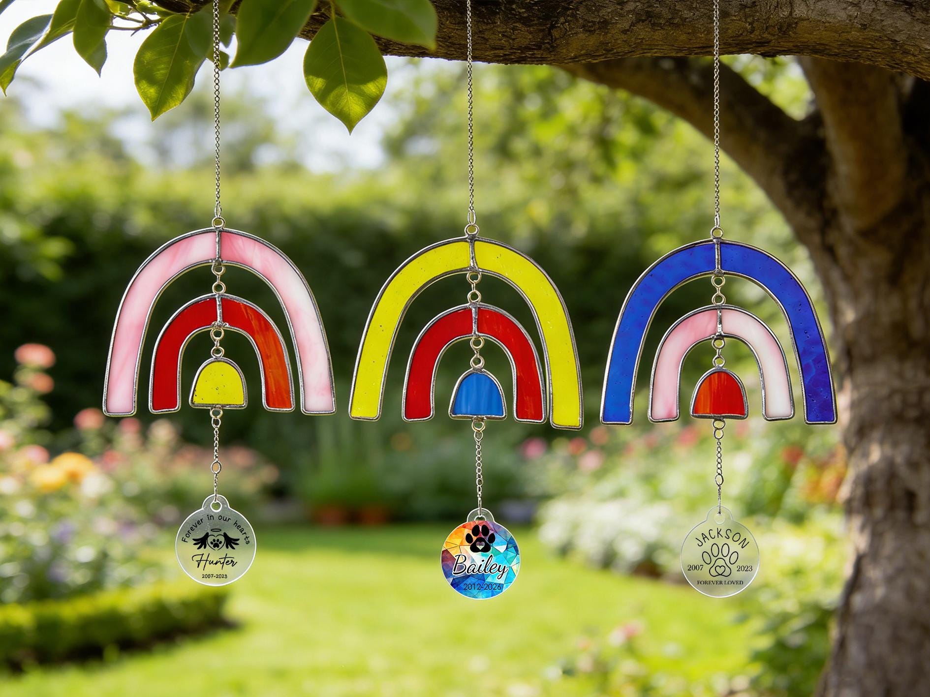 Personalized Rainbow Bridge Stained Glass Sun Catcher,custom Pet Loss ...