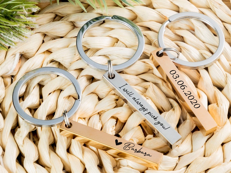 Personalized Keychain,4 Sided Bar Keycahin,Custom Name key ring,Personalized Gift for Him,Engraved Keychain,Custom Key Chain,Groomsman Gifts image 5