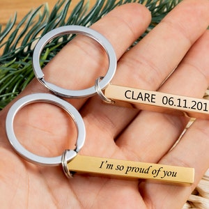 Personalized Keychain,4 Sided Bar Keycahin,Custom Name key ring,Personalized Gift for Him,Engraved Keychain,Custom Key Chain,Groomsman Gifts image 7