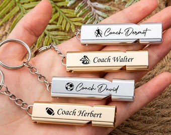 Personalized Whistle Keychain Engraved Stainless Steel Whistle Custom Coach Whistle Outdoor Whistle Personalized Teacher Present Coach Gifts