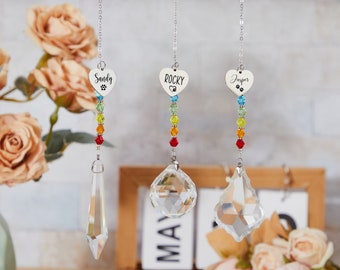 Rainbow Bridge Pet,Sun catcher,Pet memorial Gifts,Personalized name,Dog/cat/pet Remembrance,Pet Dog Loss Gift,Pet Angel Paw Ornament