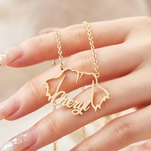 Dog Name Necklace Pendant,Personalized Dog Ears Necklace,Custom Pet Jewelry,Pet Name Necklace,Pet Memorial Gift,Gift for Her,Christmas Gift