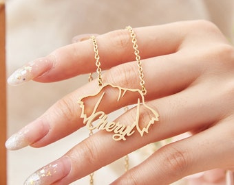 Colgante de collar con nombre de perro, collar personalizado de orejas de perro, joyería personalizada para mascotas, collar con nombre de mascota, regalo conmemorativo de mascotas, regalo para ella, regalo de Navidad