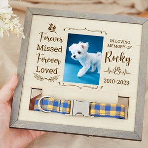 Pet Loss Memorial Photo Frame,Pet Sympathy Gift for Loss of Dog or Cat,Personalized Remembrance Present,Custom Shelf Decor Collar Frame