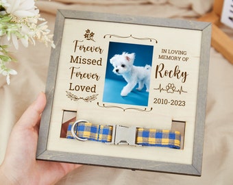 Pet Loss Memorial Photo Frame,Pet Sympathy Gift for Loss of Dog or Cat,Personalized Remembrance Present,Custom Shelf Decor Collar Frame