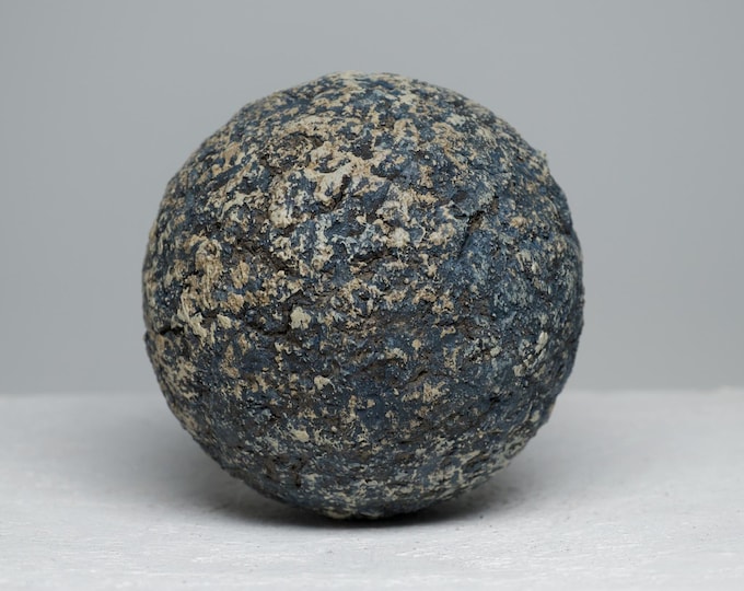 Earthy textured sphere: Wabi Sabi mini sculpture in organic paper clay, contemporary art object