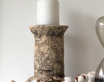 Handmade Wabi-Sabi Candle Holders - Rustic Sculptural Centerpieces - Organic Textured Decor - Eco-Friendly Modern Art for Home