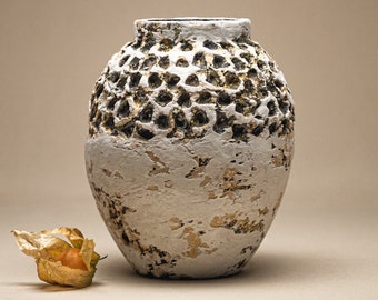 Boho-Chic-Vase aus Pappmaché – Handgefertigte Eleganz, Wabi Sabi-Charme mit Alterungseffekt – Eco-Chic-Statement für moderne Dekorationen & Tafelaufsätze