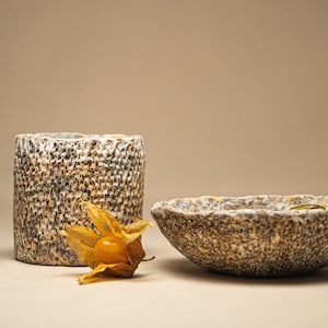 Eleganza moderna in cartapesta: set di vasi e ciotole decorative Wabi Sabi: regalo ecologico per un arredamento perfetto per la casa, spazi abitativi versatili
