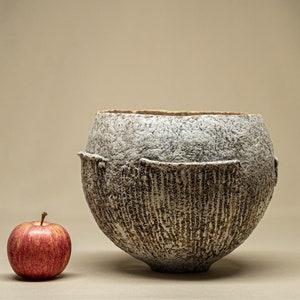 Ciotola in cartapesta fatta a mano - Ciondolo Wabi Sabi per centrotavola da fattoria moderna - Ideale per spazi abitativi eleganti e regalo di inaugurazione della casa