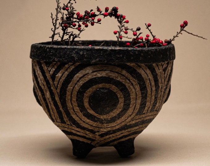 Paper Mache Large Bowl: Wabi Sabi Charm – Rustic Vase for Stylish Home Decor & Centerpieces – Modern Vase and Bowl for Housewarming Gift