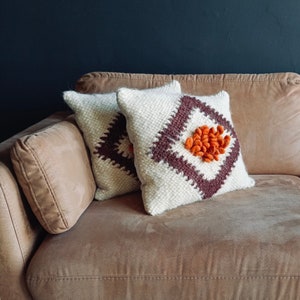 Cozy wool pillow cover, adding warmth and texture to your home decor with its soft and inviting feel