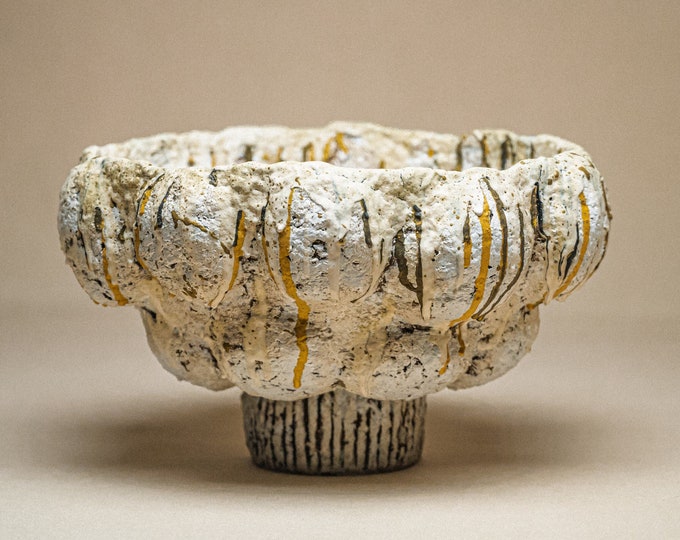 Handmade Paper Mache Bowl - Boho Chic Table Decor, Modern Farmhouse Centerpiece with Rustic Accents - Unique, Sustainable Art Gift
