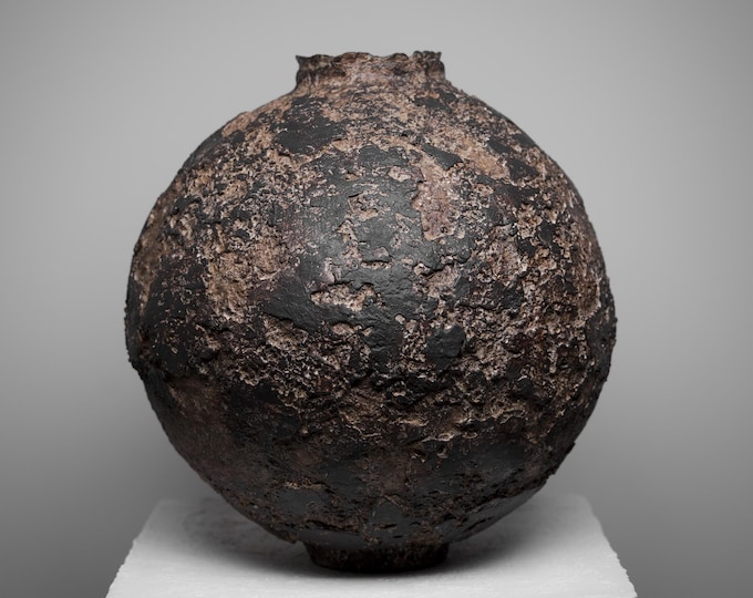 Textured statement vase, Sculptural art vessel, Wabi Sabi Rustic Modern decor