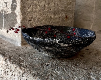 Handmade Paper Mache Bowl: Modern Rustic Decor & Wabi Sabi Charm – Perfect Farmhouse Centerpiece for Coffee Table - Ideal Housewarming Gift