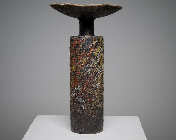 Rustic Wabi Sabi Vase, Textured Paper Clay Vessel, Earth Tone Centerpiece, One of a Kind
