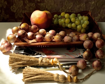 Large Wooden Bead Garland with Tassels - Modern Farmhouse Decor for Bohemian Home - Coffee Table Centerpiece - Ideal for Housewarming Gift