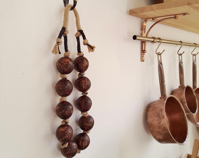 Boho Chic Decor Beads with Jute, Large Wooden Bead Garland Ideas for Rustic Home Accent, Coffee Table Decor, Modern Farmhouse Decor